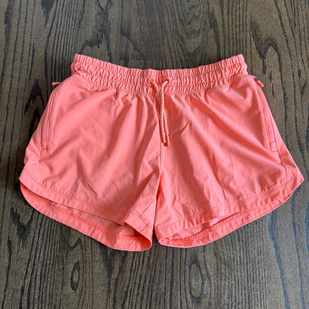 Athleta Girls Peach Orange Pull On Drawstring Athletic Running Shorts Size XL/14